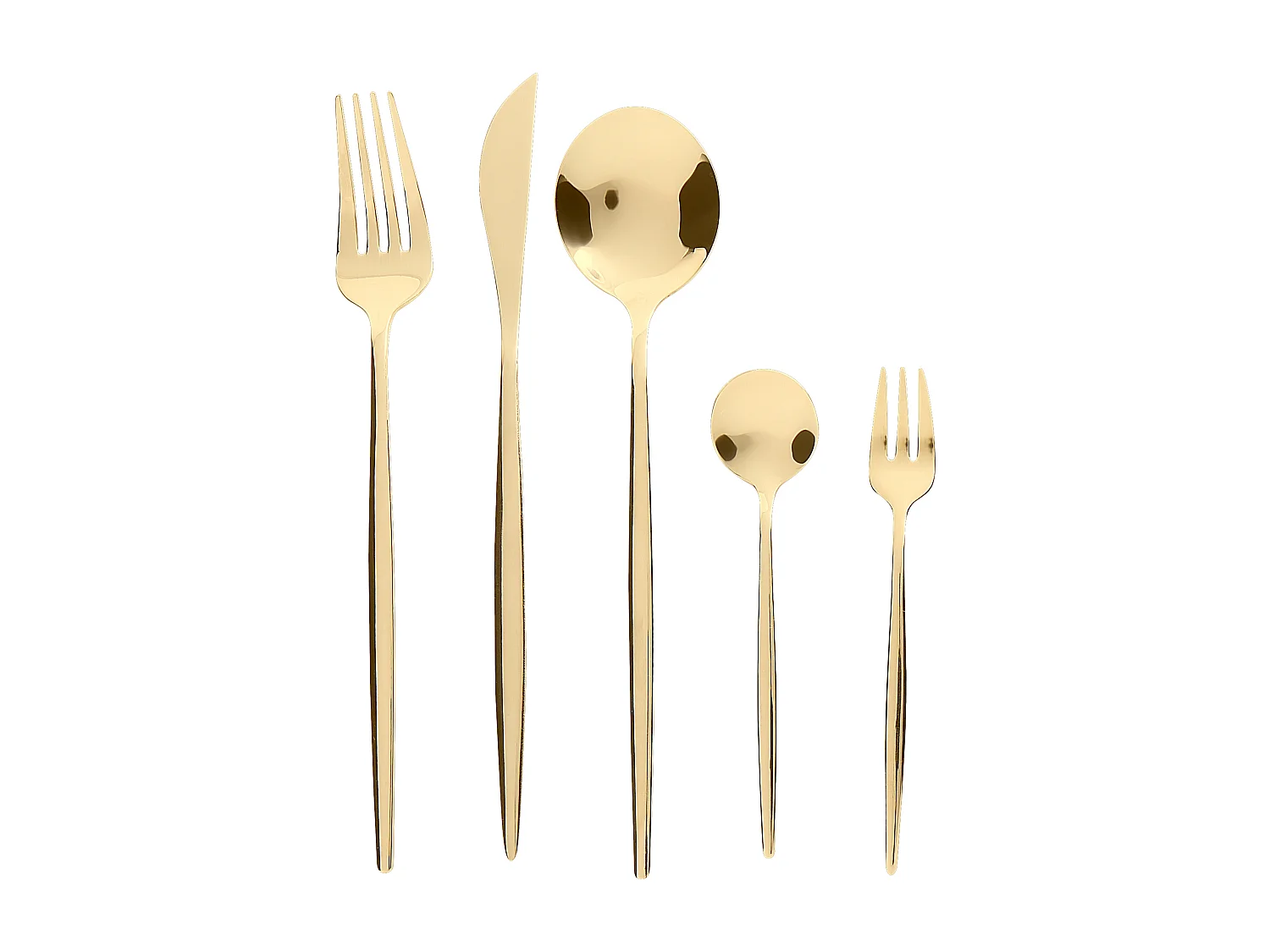 Modernes Besteck Set 30-teilig für 6 Personen Messer Gabel Löffel Teelöffel Kuchengabel Edelstahl Gold Rigatoni