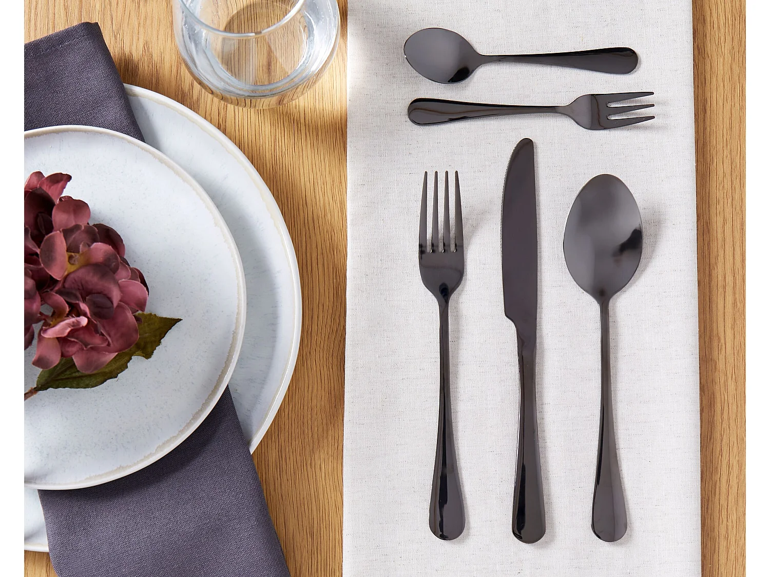 Set de 30 couverts FUSILLI Noir