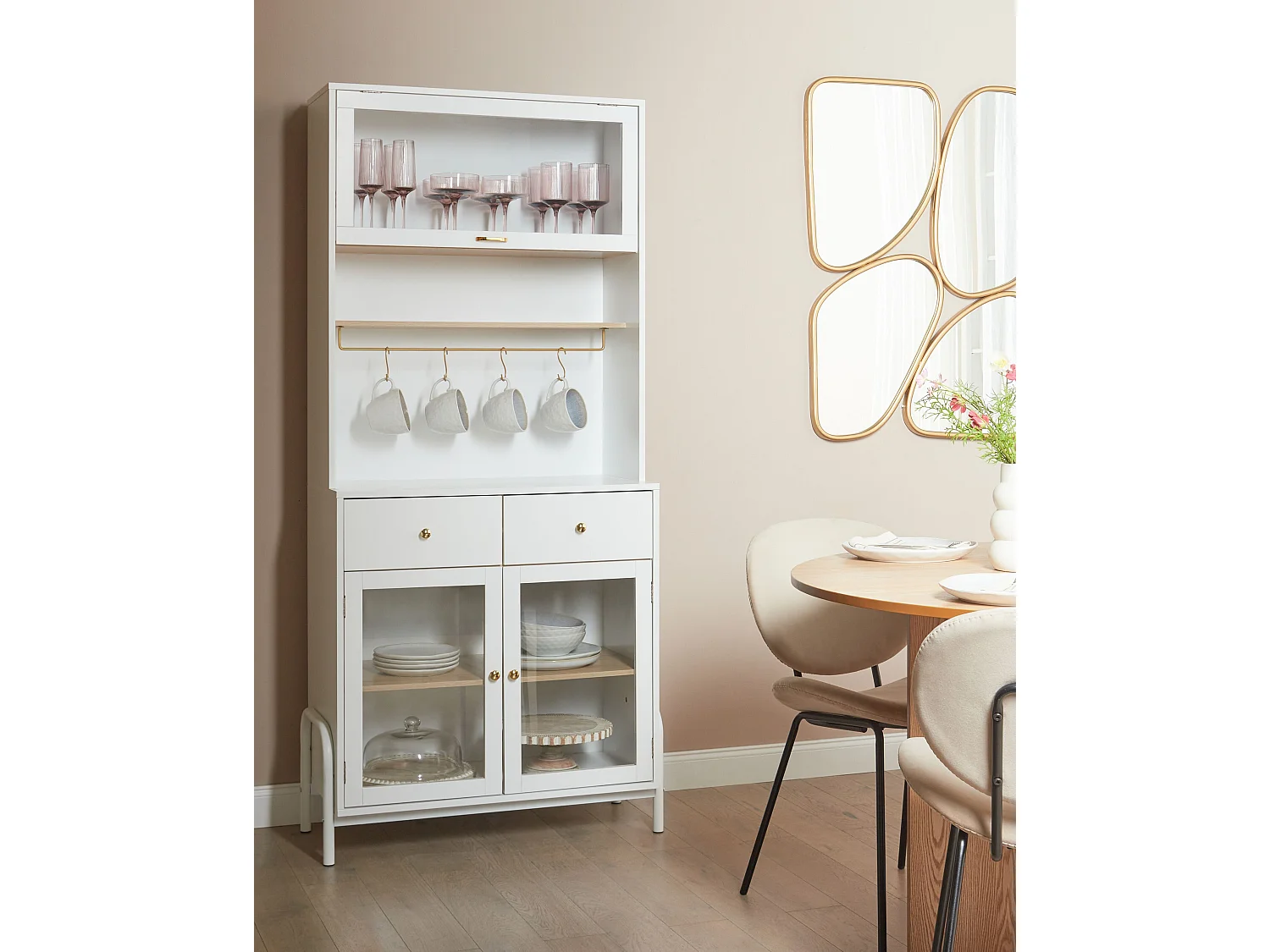 Witryna ze szklaną gablotą PARLIN 78 cm Biały