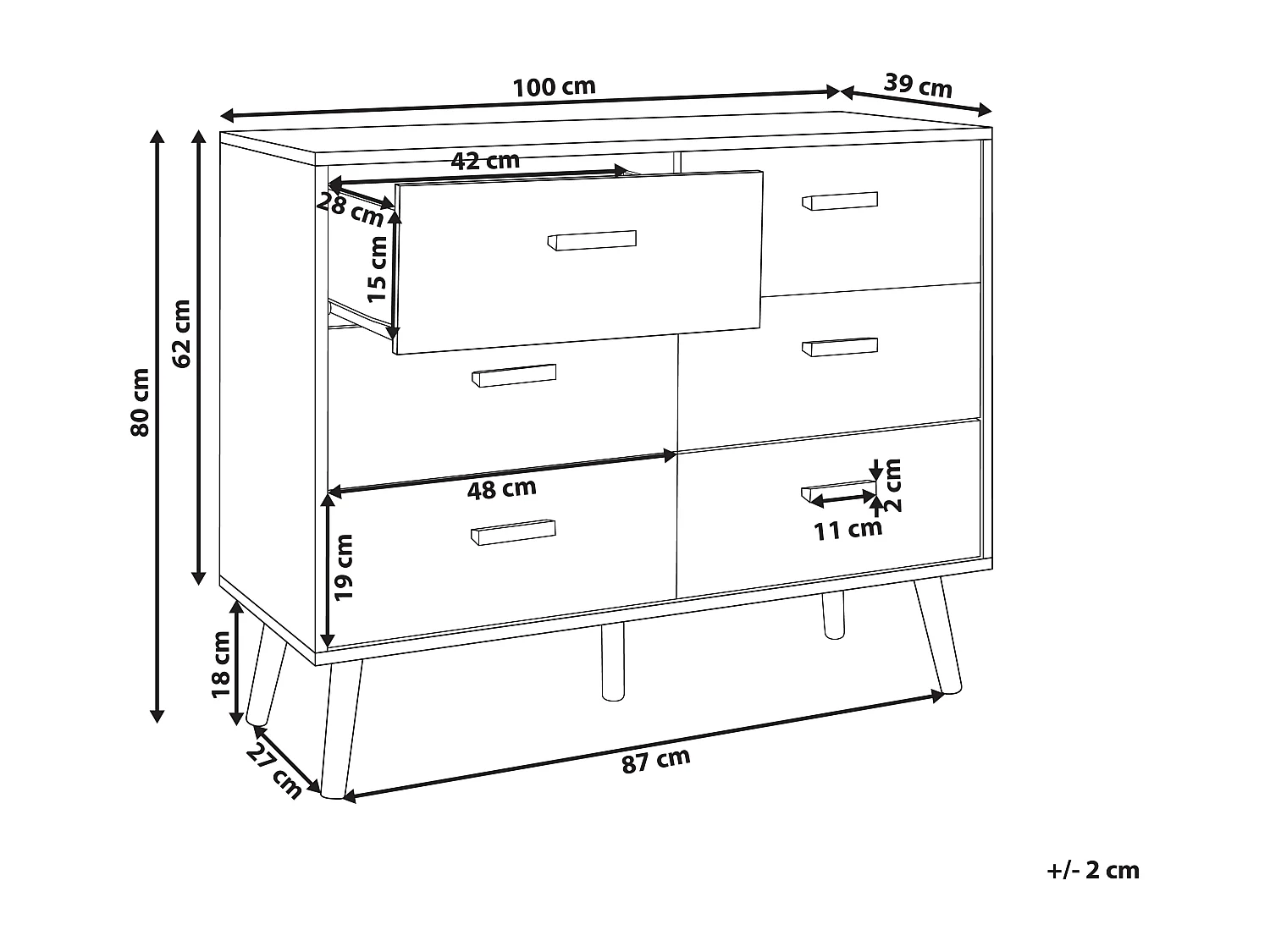 Commode à 6 tiroirs NEWARK Blanc