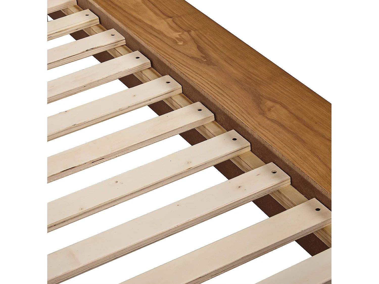 Bett mit LED Bouclé ZEN 180 x 200 cm LED Naturfarbene Esche