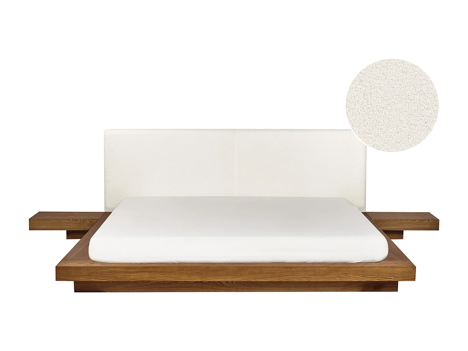 Letto con LED Bouclé ZEN 180 x 200 cm LED Frassino naturale