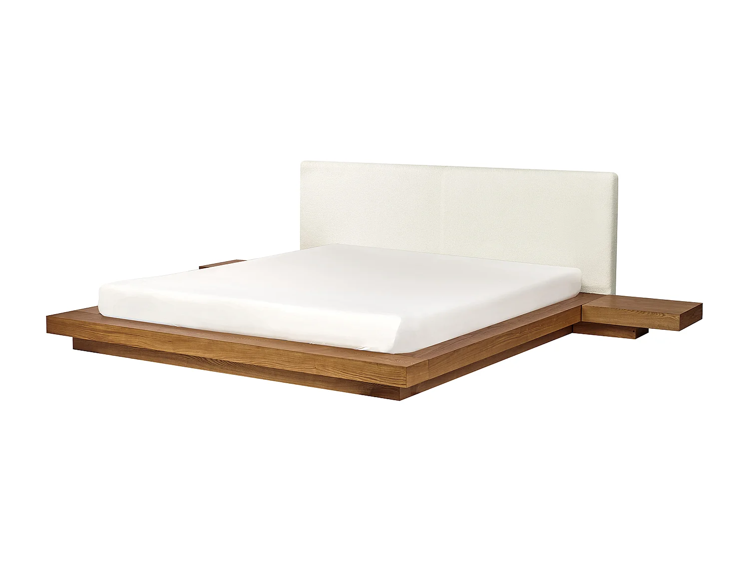 Letto con LED Bouclé ZEN 180 x 200 cm LED Frassino naturale
