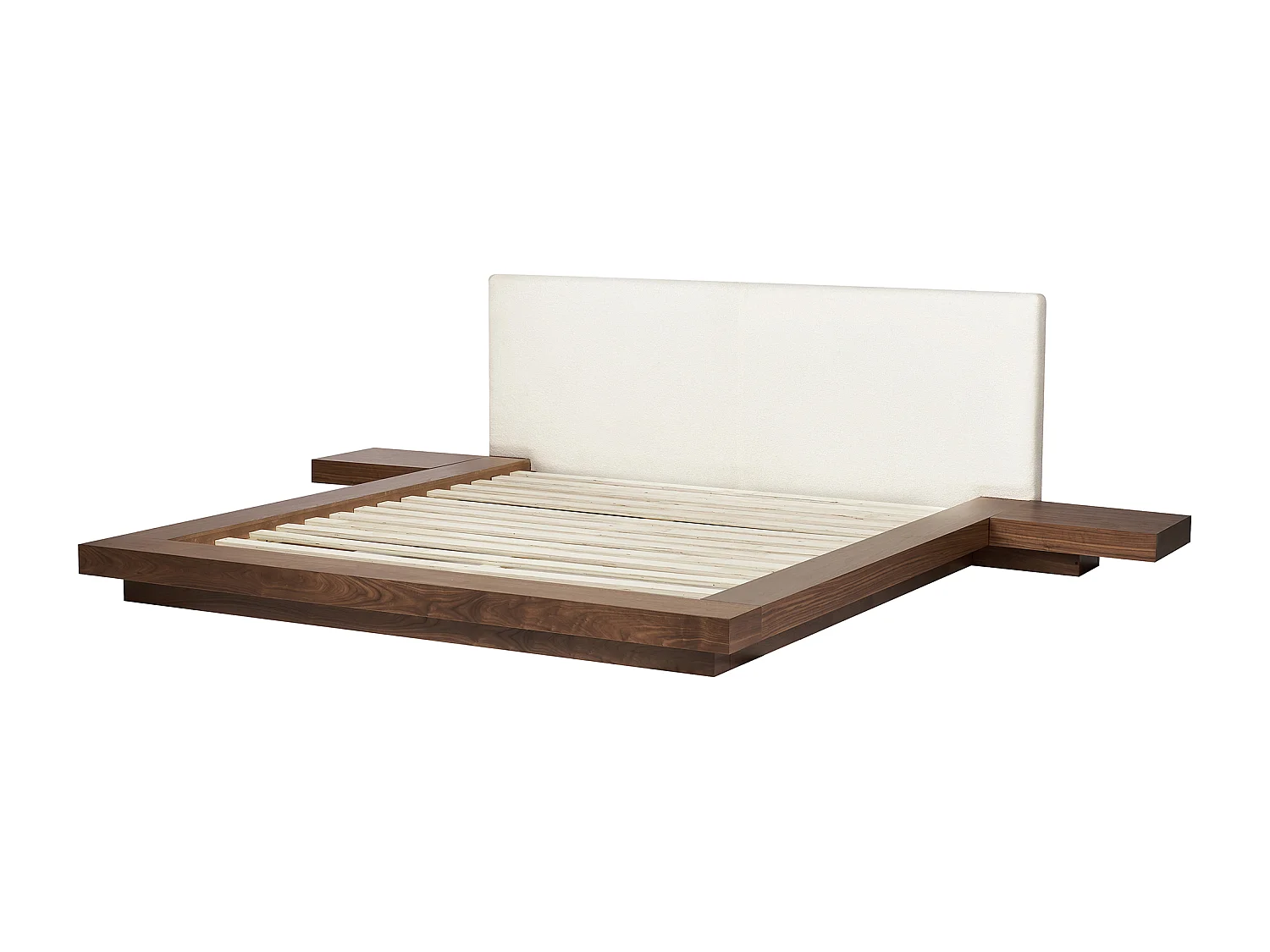 Bed met LED-verlichting Bouclé ZEN 180 x 200 cm LED Bruin essenhout