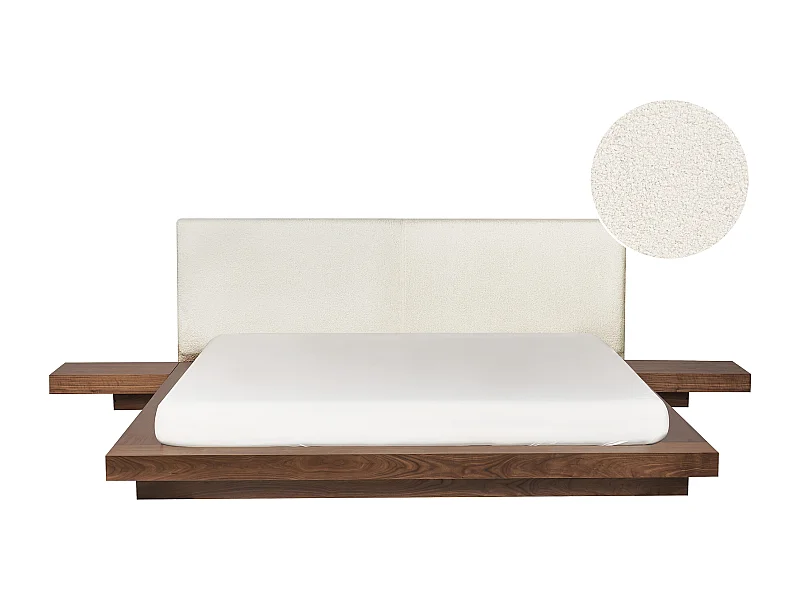 Lit avec LED Bouclé ZEN 180 x 200 cm LED Frêne marron