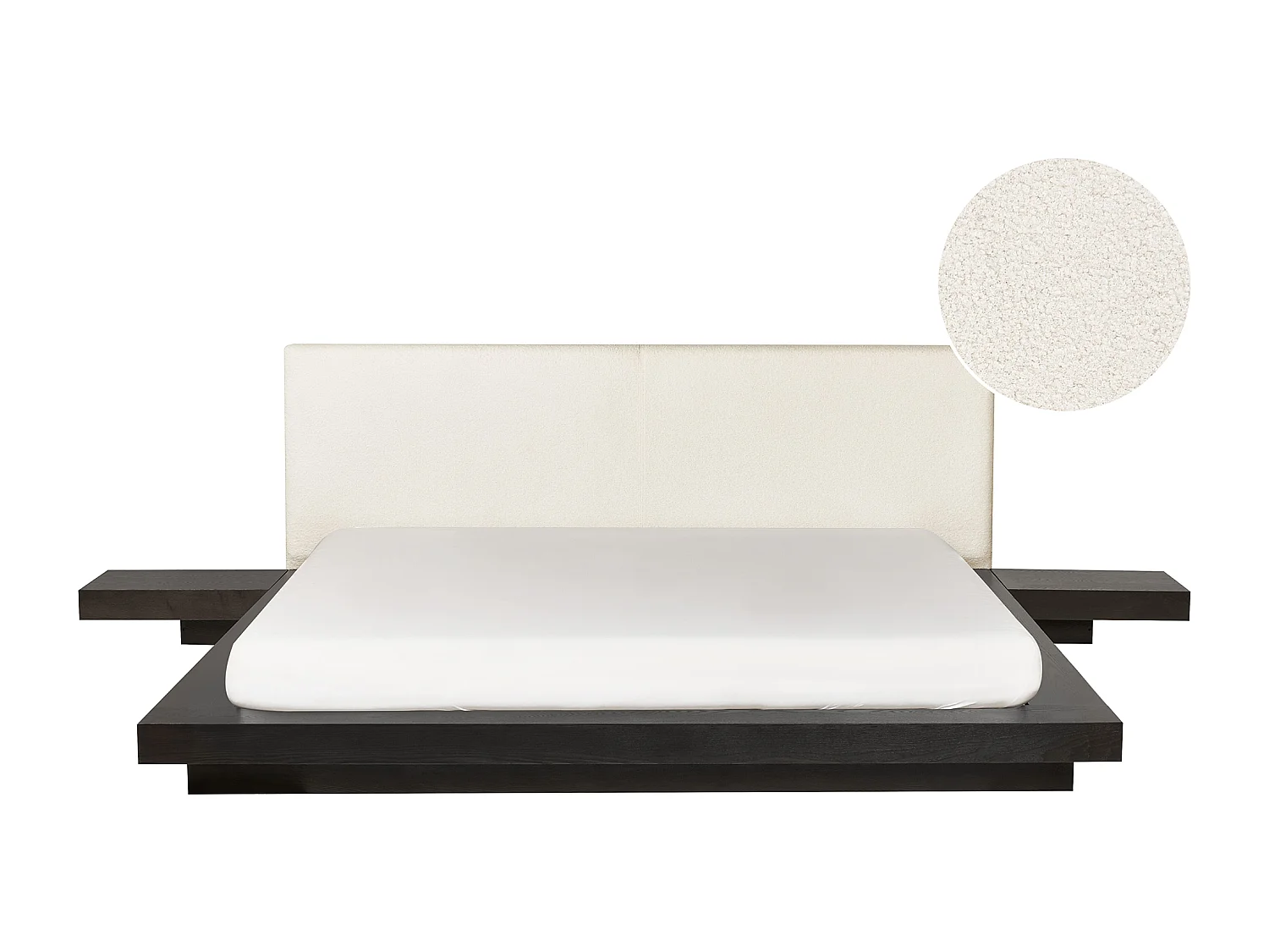 Lit avec LED Bouclé ZEN 180 x 200 cm LED Frêne foncé