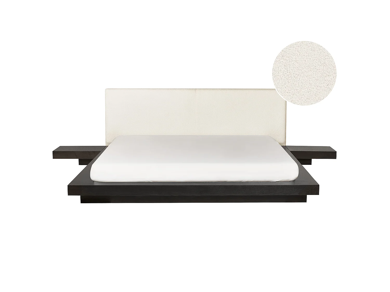 Bed with LED Boucle ZEN 180 x 200 cm (EU Super King) LED Dark Ash Wood
