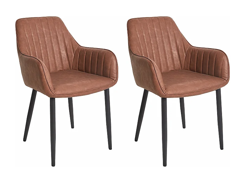 Set di 2 sedie da pranzo WELLSTON Pelle sintetica Marrone