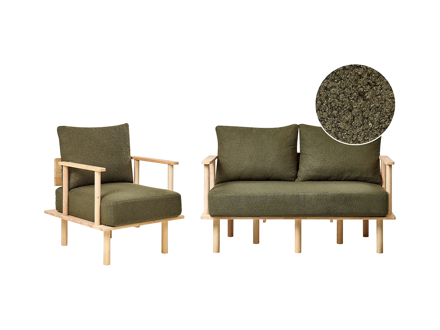 Ensemble de salon 3 places ASKER Bouclé Vert foncé