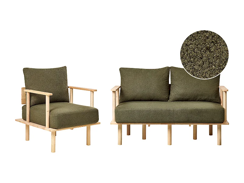 Sofa Set ASKER Bouclé Dunkelgrün 3-Sitzer