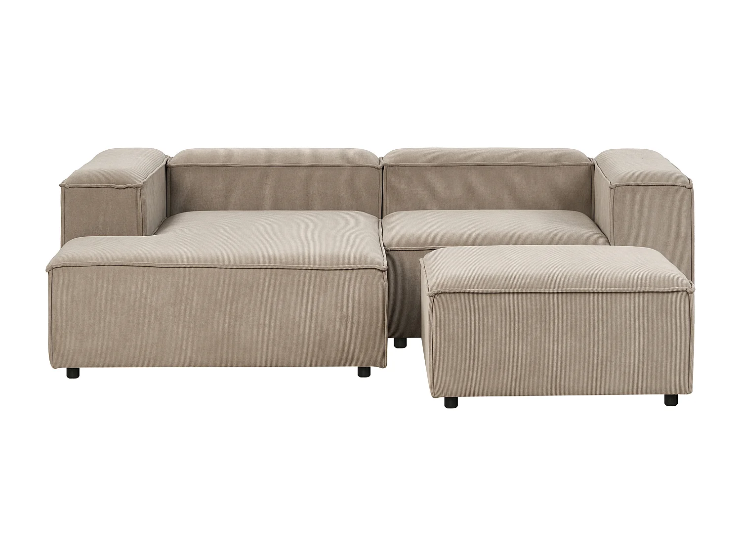 Canapé d'angle modulable 3 places ARDAL Velours côtelé Marron clair avec ottoman Côté droit