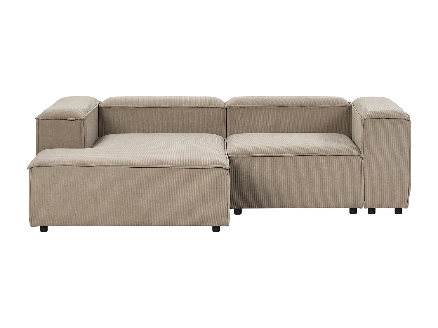 Canapé d'angle modulable 3 places ARDAL Velours côtelé Marron clair avec ottoman Côté droit