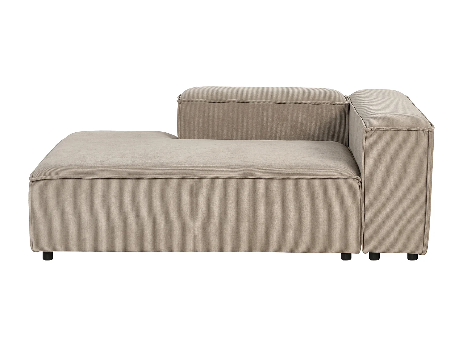 Canapé d'angle modulable 3 places ARDAL Velours côtelé Marron clair avec ottoman Côté droit