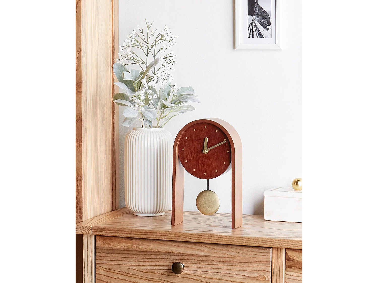 Tischuhr FERDEN 15 cm Braun