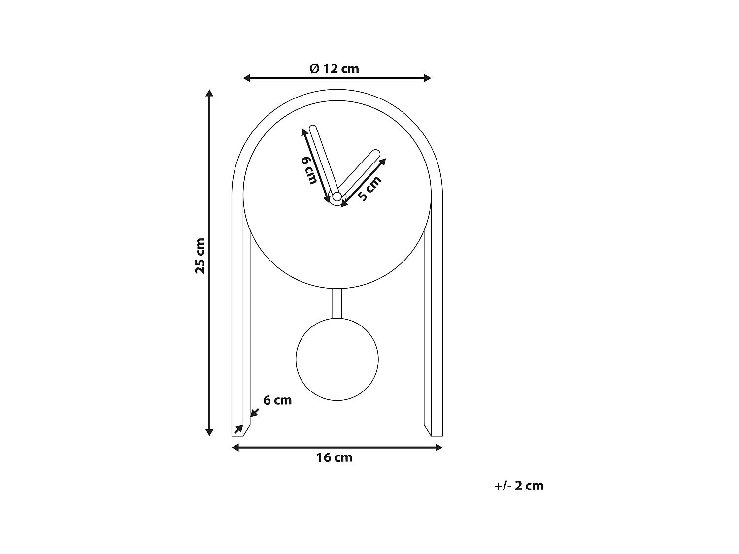 Tischuhr BLATTEN 16 cm Schwarz