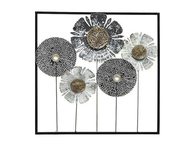 WELL HOME - Décoration murale fleur en métal 50x50cm