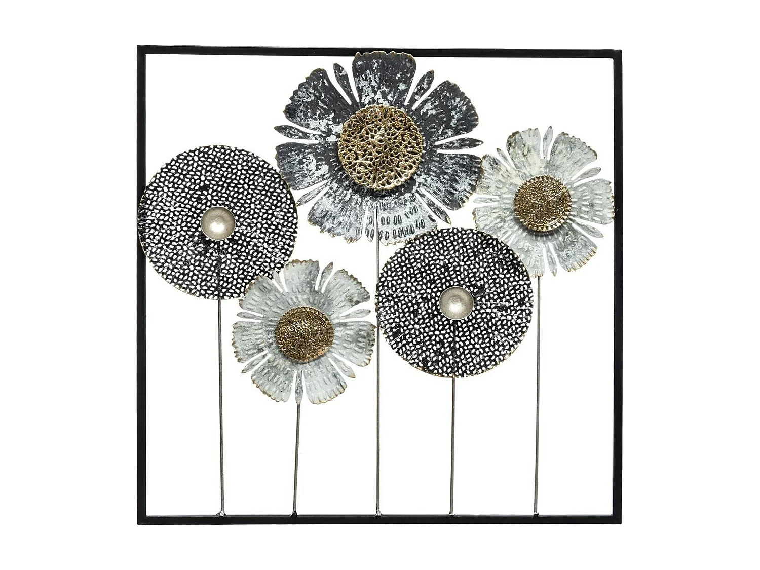 WELL HOME - Décoration murale fleur en métal 50x50cm