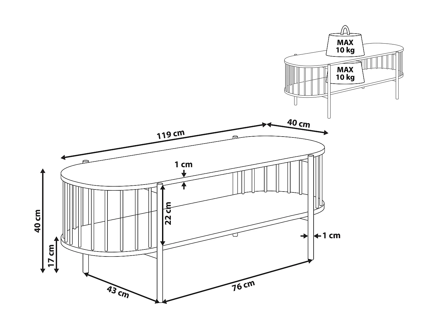 TV-Möbel OREANA Schwarz