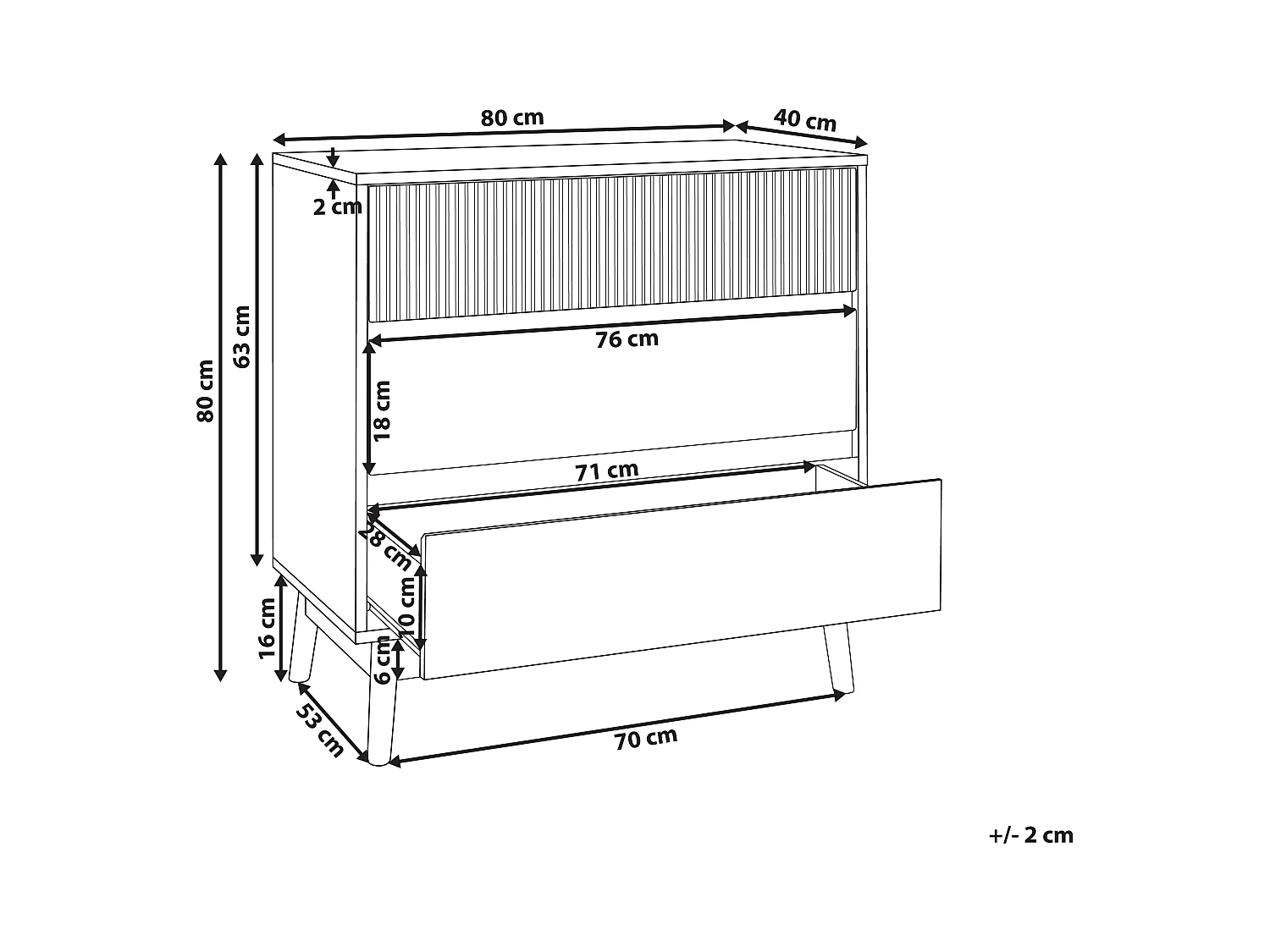 Cómoda de 3 cajones WALES Marrón claro