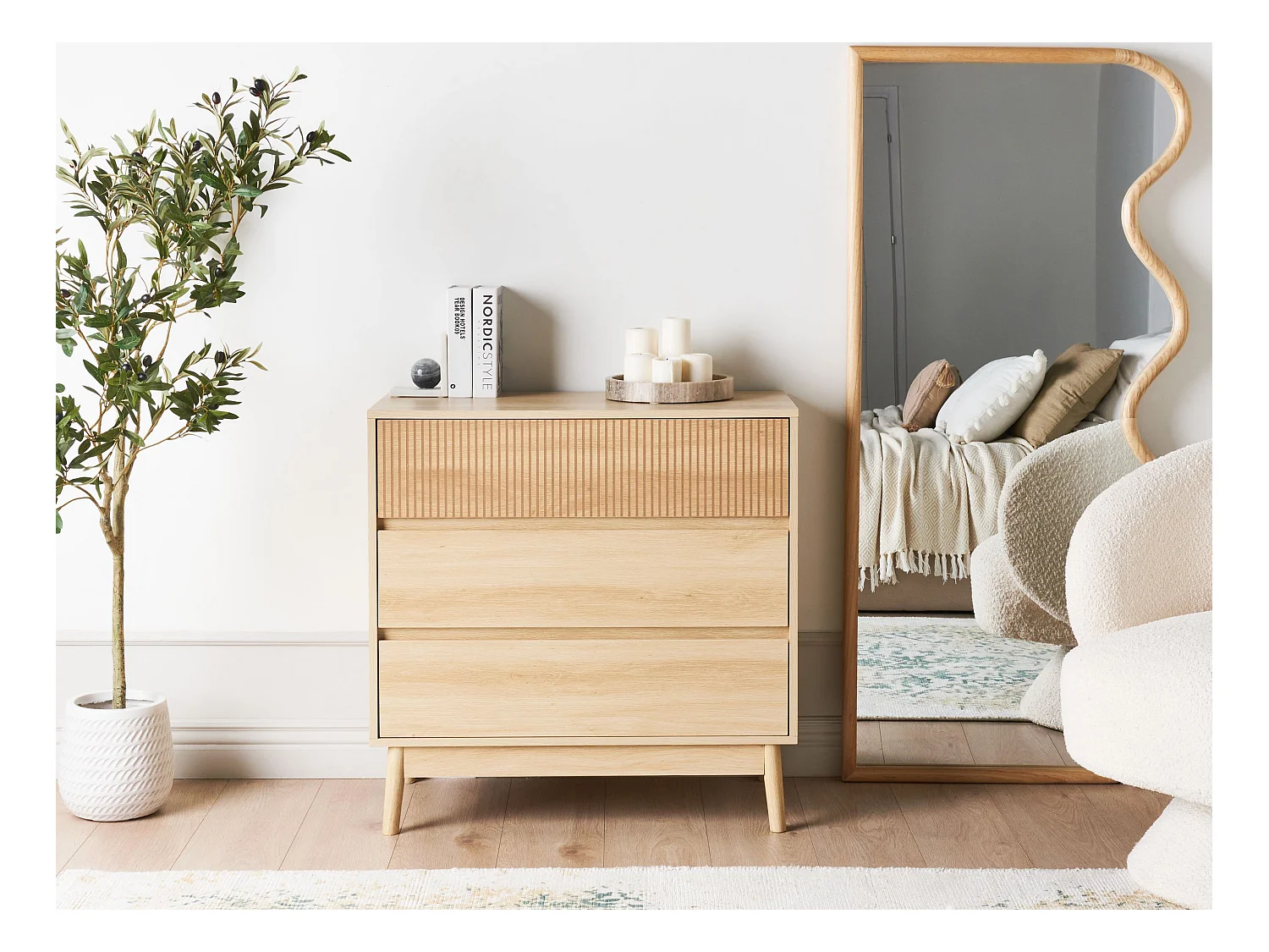 Cómoda de 3 cajones WALES Marrón claro