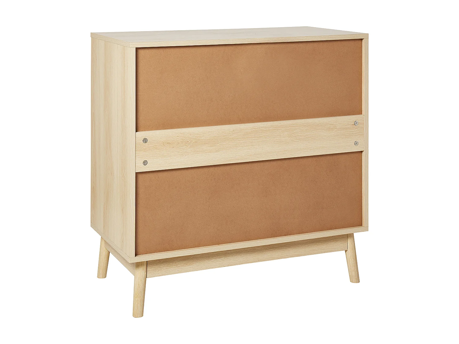 Kommode heller Holzfarbton schmal geriffelt mit 3 Schubladen halbhoch Wales