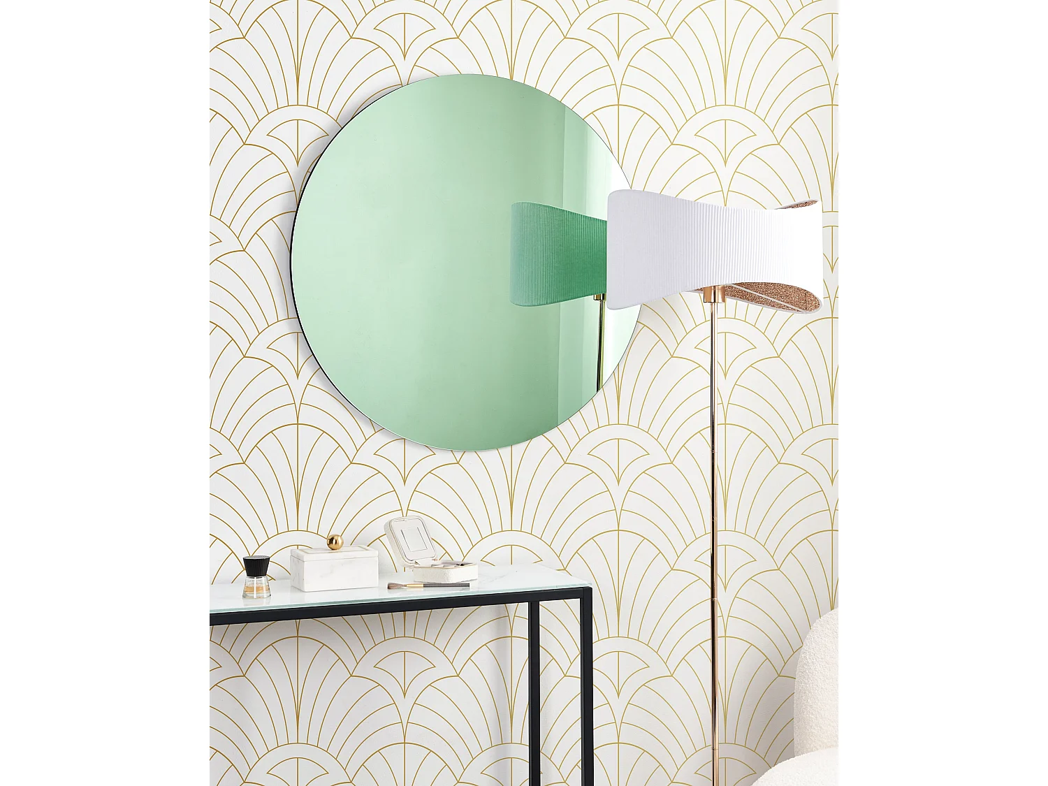 Wandspiegel grün rund ø 80 cm getöntes gefärbtes Glas Bouchon