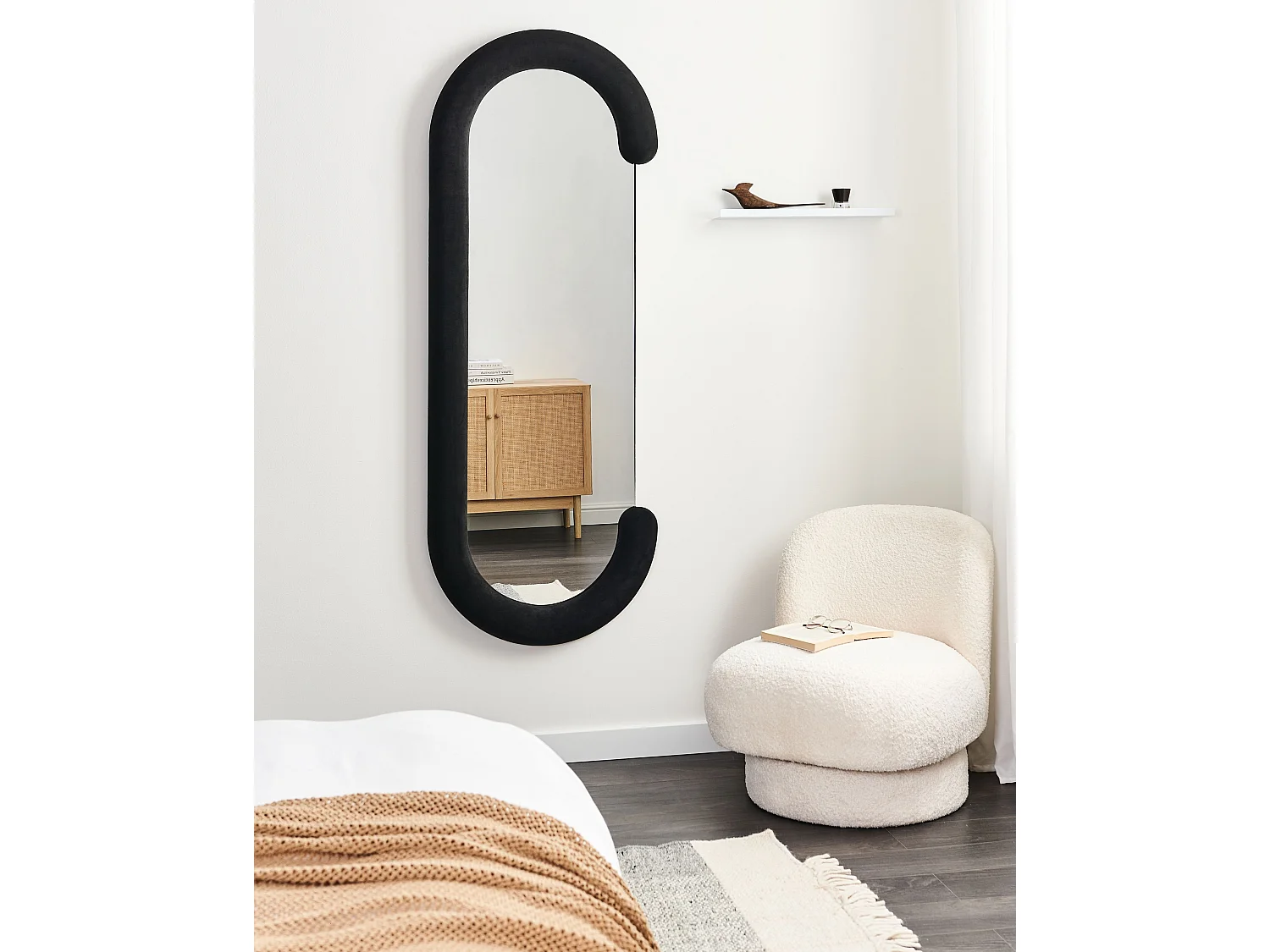 Espelho LOCHES 54 cm 158 cm Veludo Preto