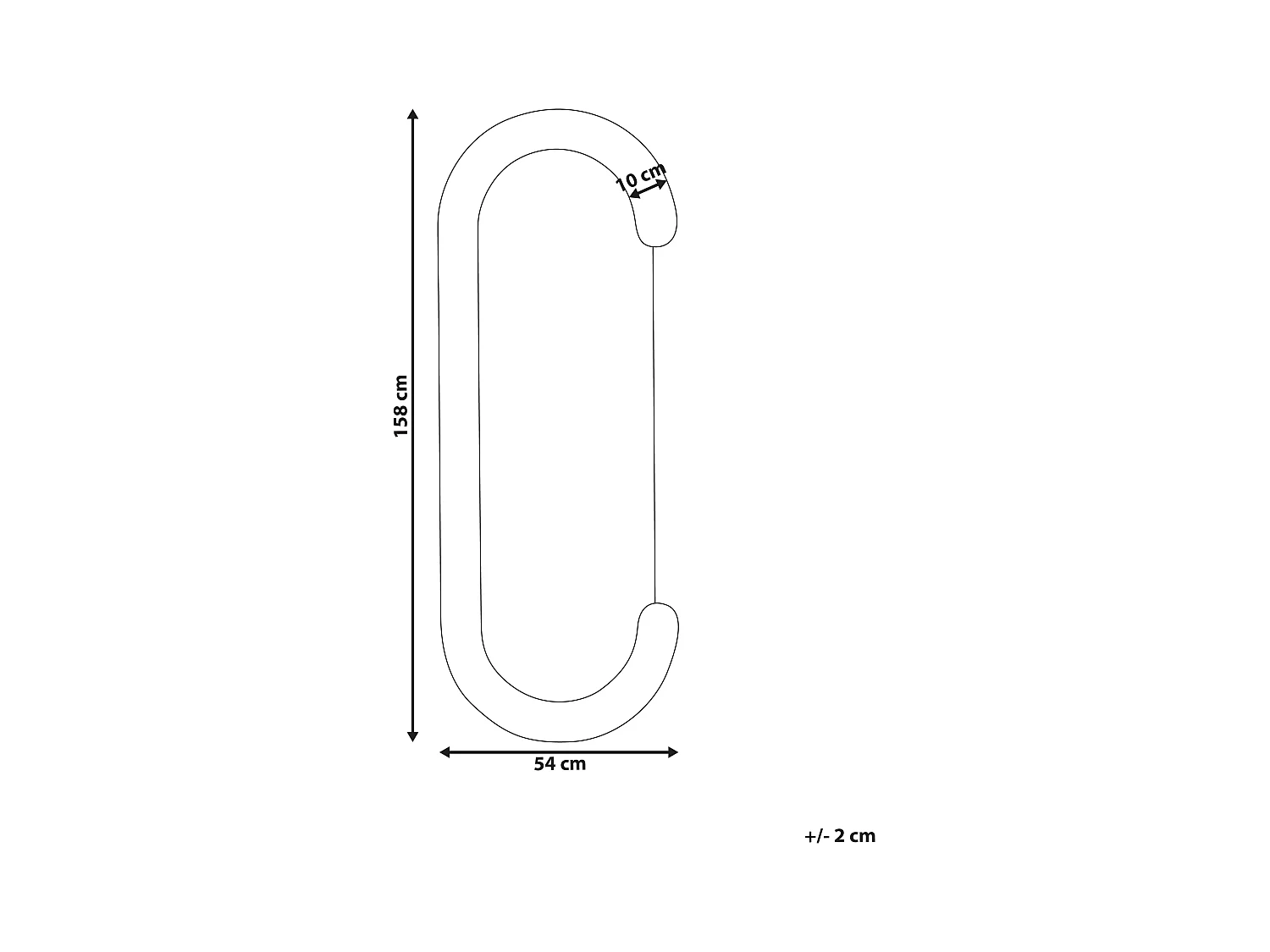 Wandspiegel mit Rahmen aus Samt C-Form schwarz 54x158 cm modernes Design Loches