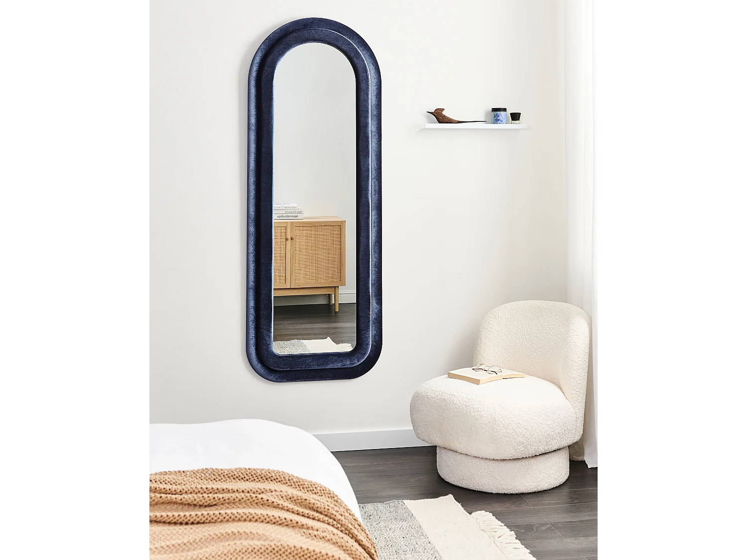 Espelho CULAN 60 cm 160 cm Veludo Azul escuro