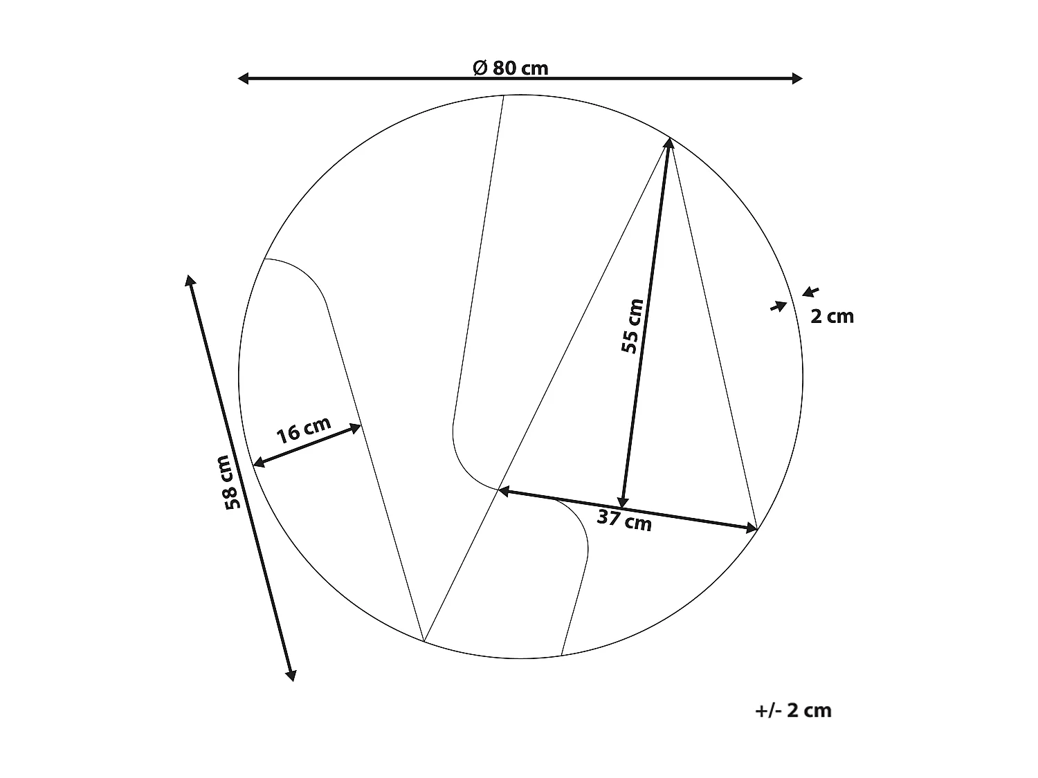 Specchio TROUVILLE 80 cm 80 cm Nero/ Oro