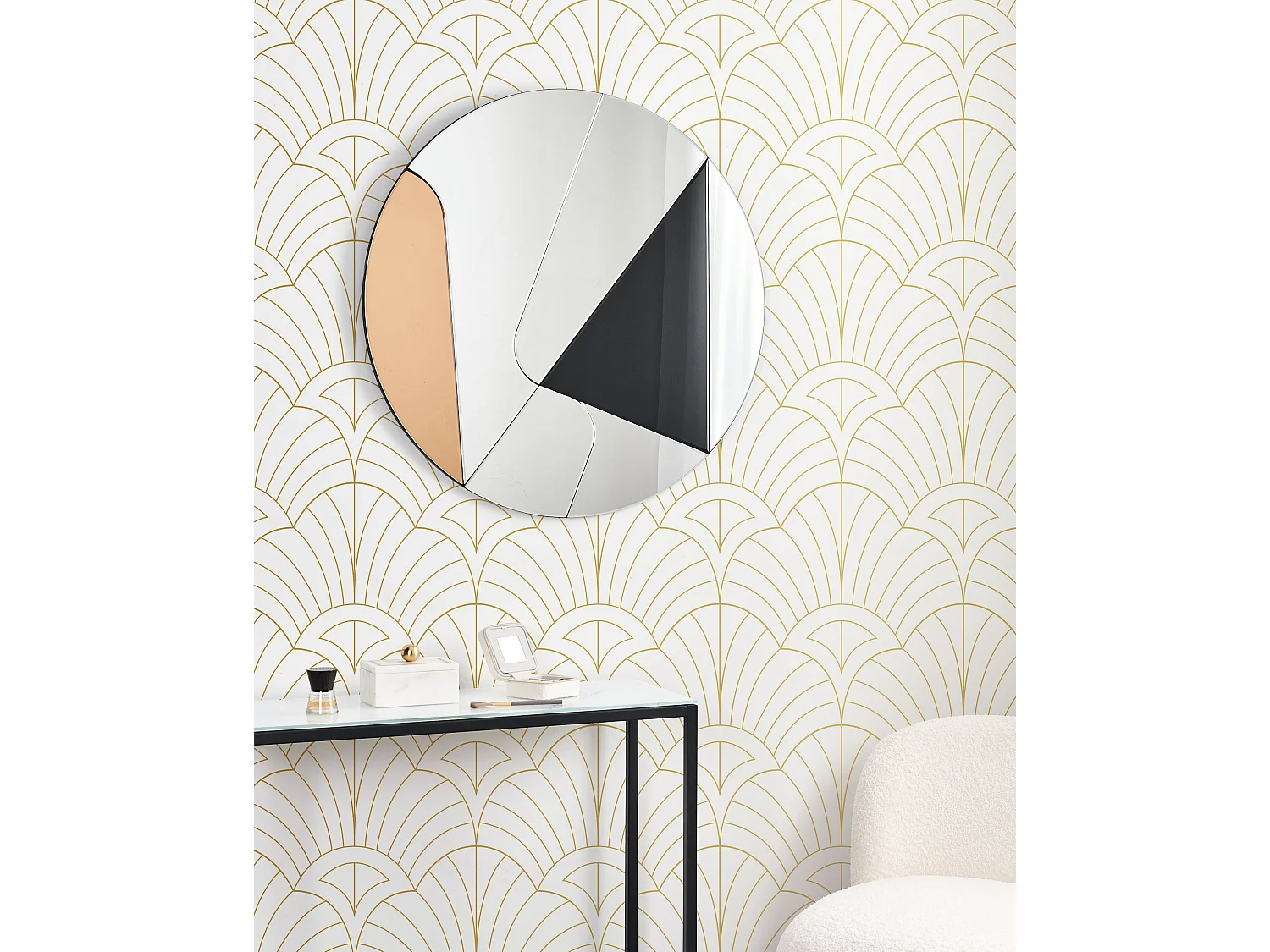 Wandspiegel TROUVILLE 80 cm 80 cm Zwart/goud