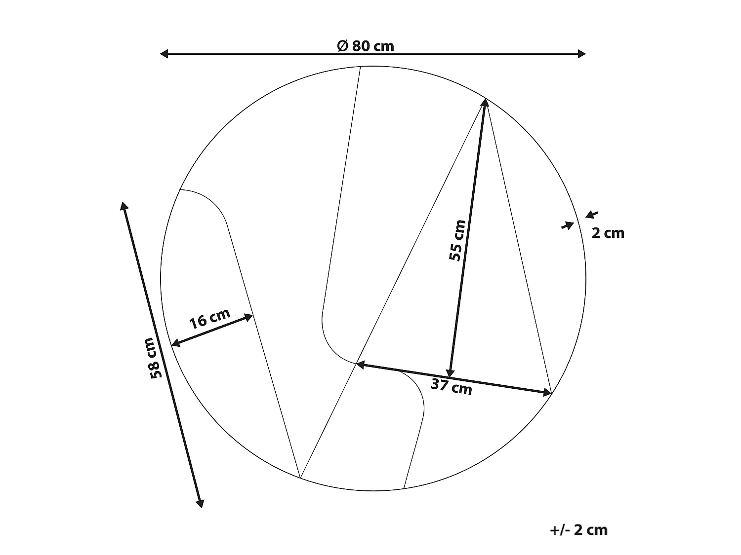 Wandspiegel TROUVILLE 80 cm 80 cm Zwart/goud