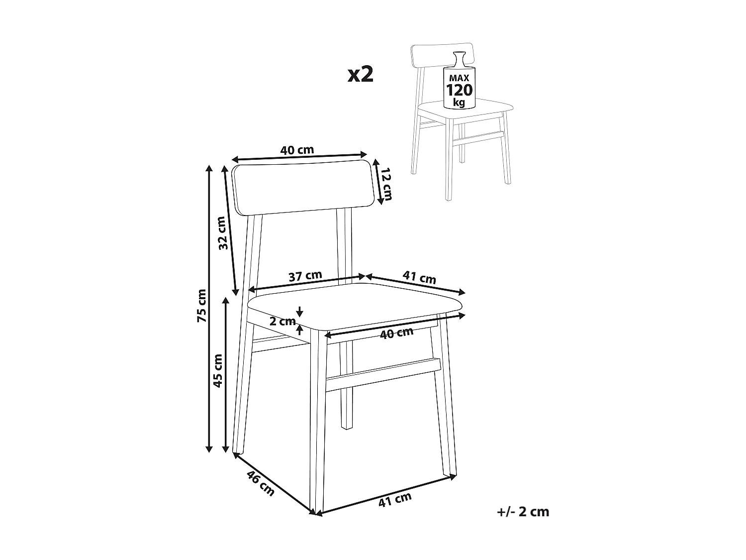 Zestaw 2 krzeseł do jadalni STACY Drewno Jasnoszary
