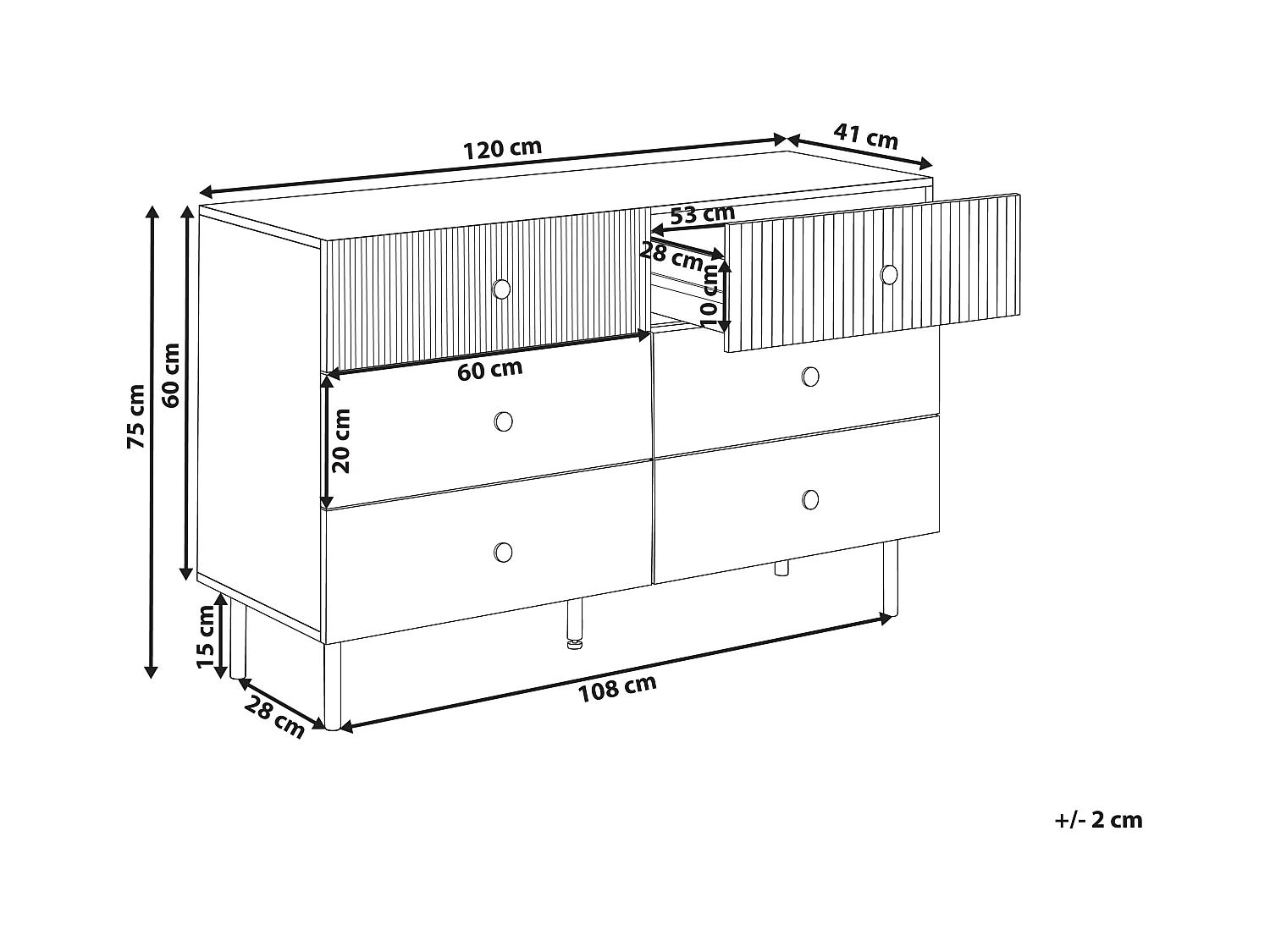 Cómoda de 6 cajones COVENTRY Negro