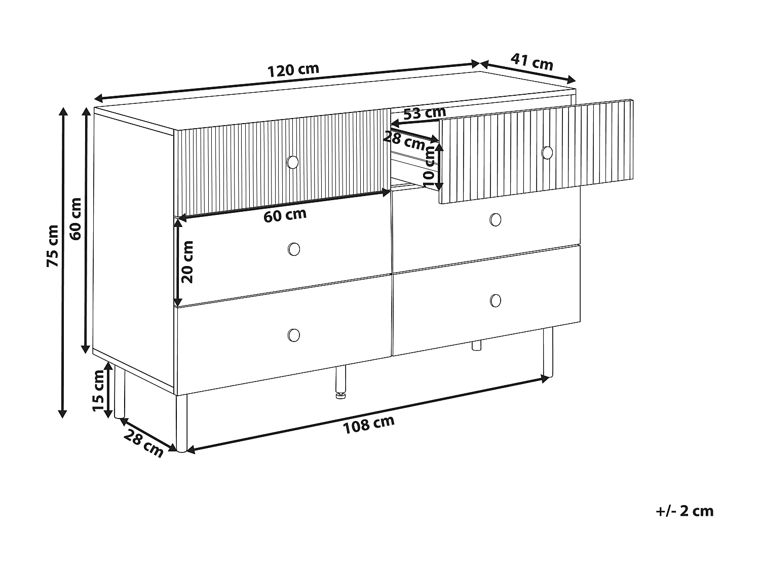 Cassettiera 6 cassetti COVENTRY Nero