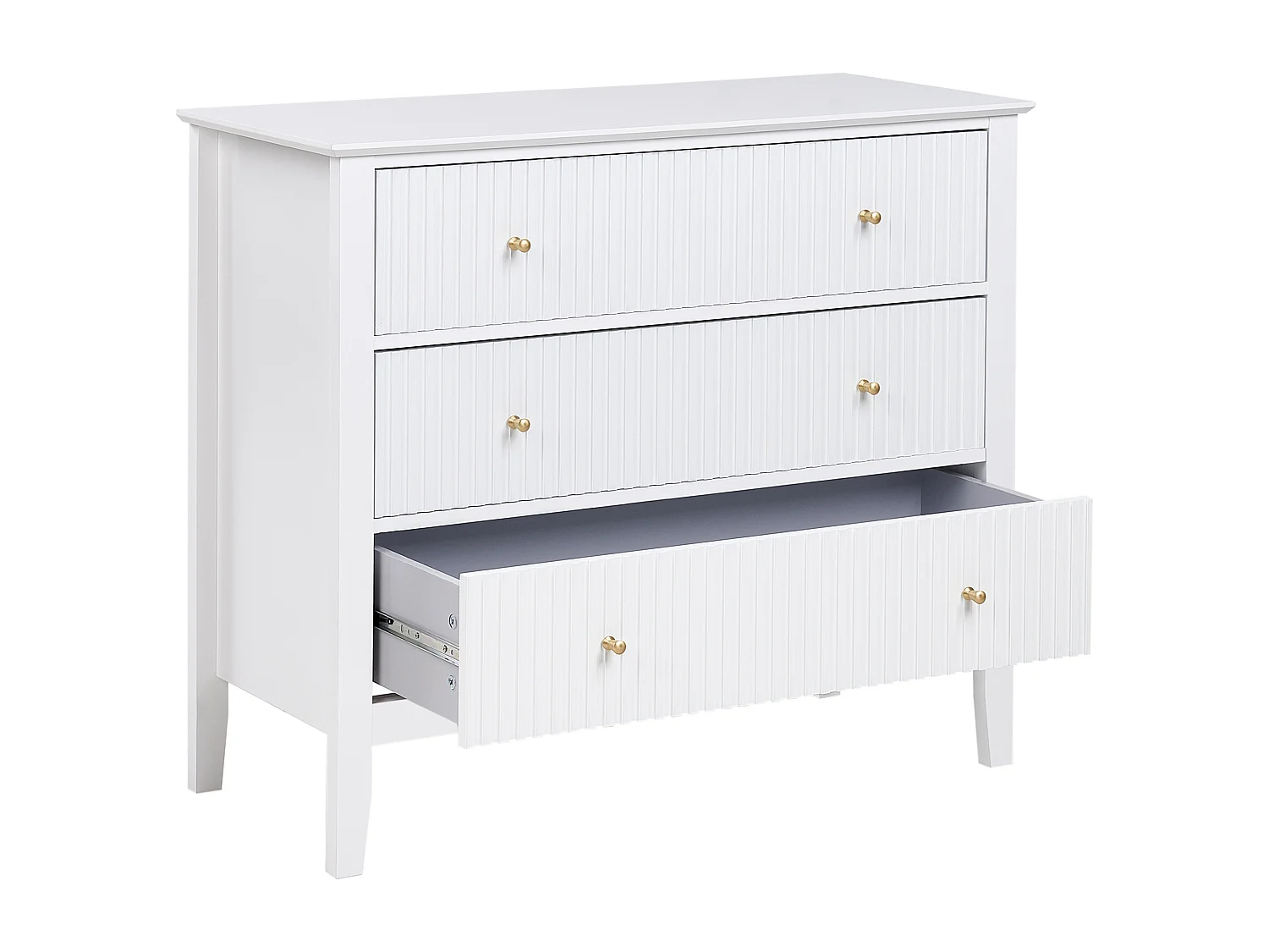 Commode à 3 tiroirs ASSISI Bois d'ingénierie Blanc