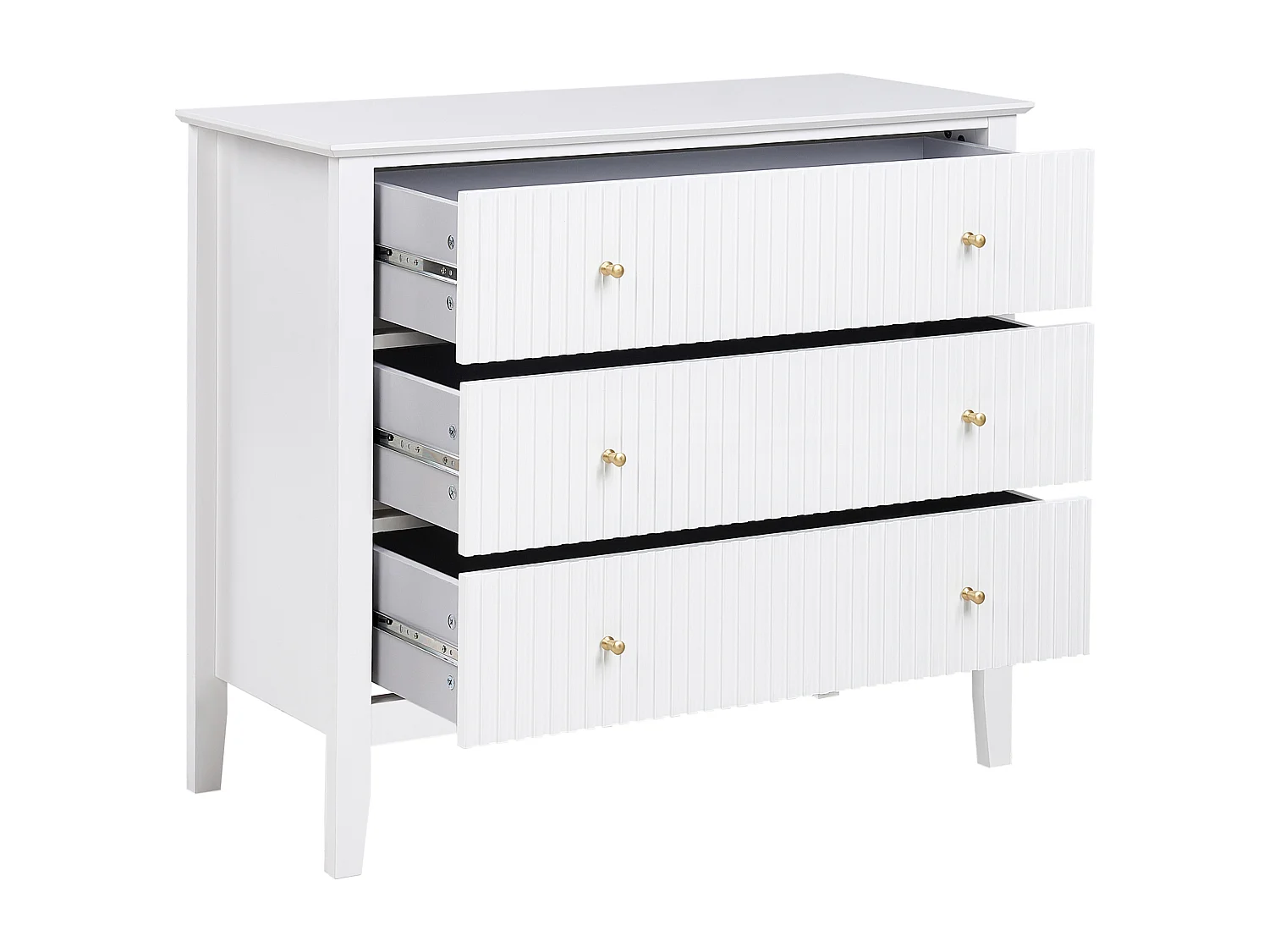 Commode à 3 tiroirs ASSISI Bois d'ingénierie Blanc