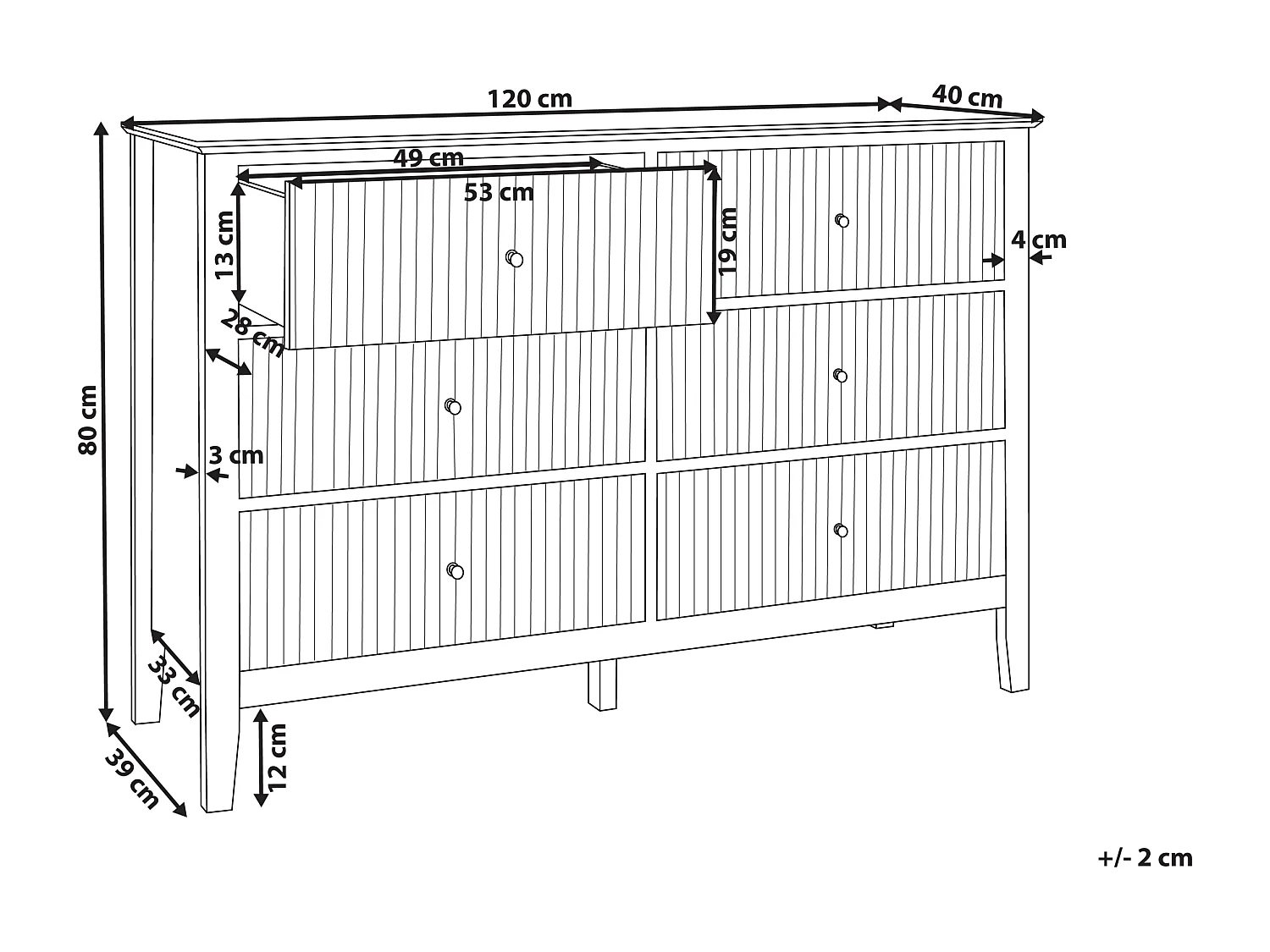 Commode à 6 tiroirs ASSISI Blanc