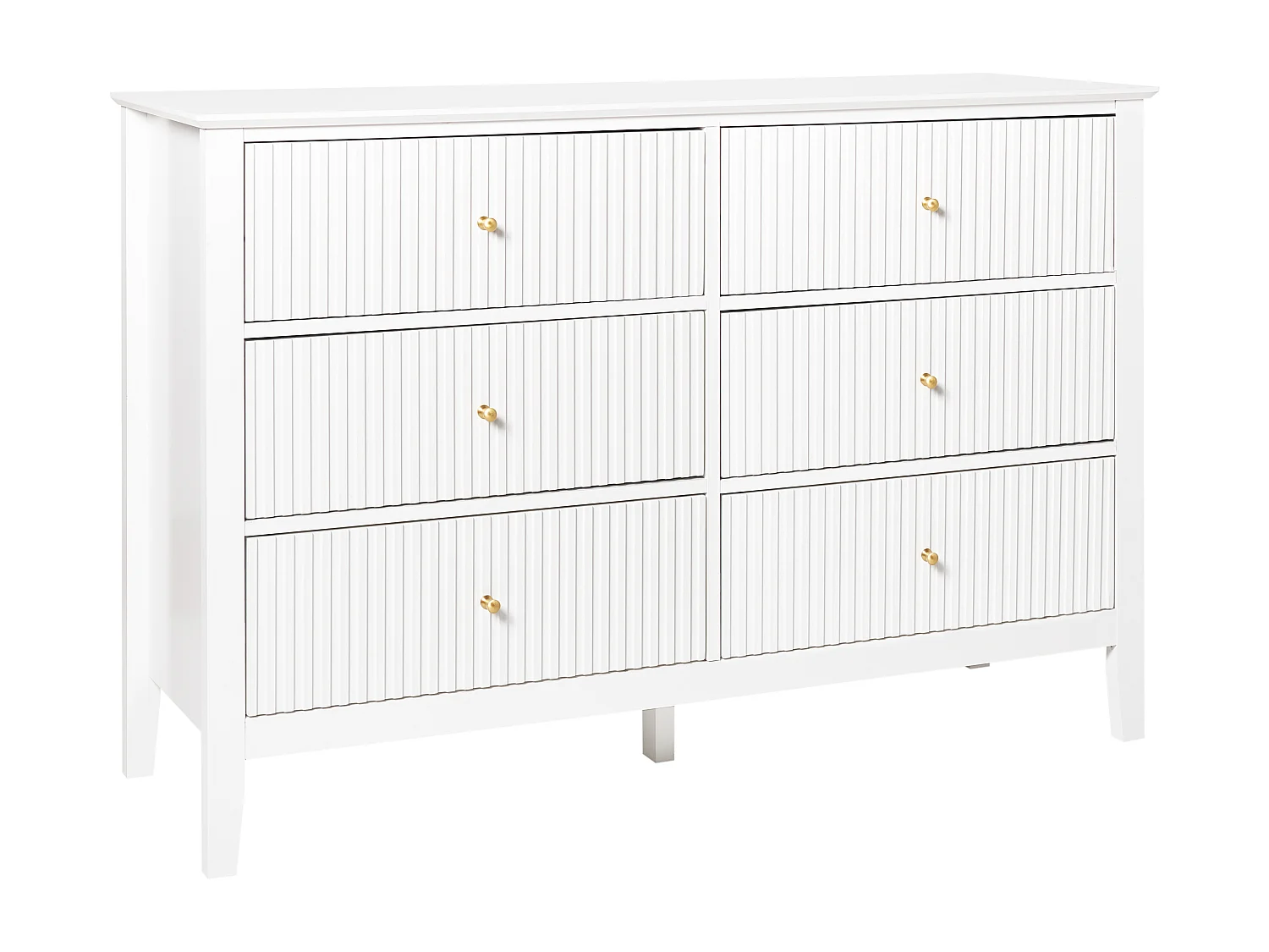 Kommode mit 6 Schubladen ASSISI Holzwerkstoff Weiss