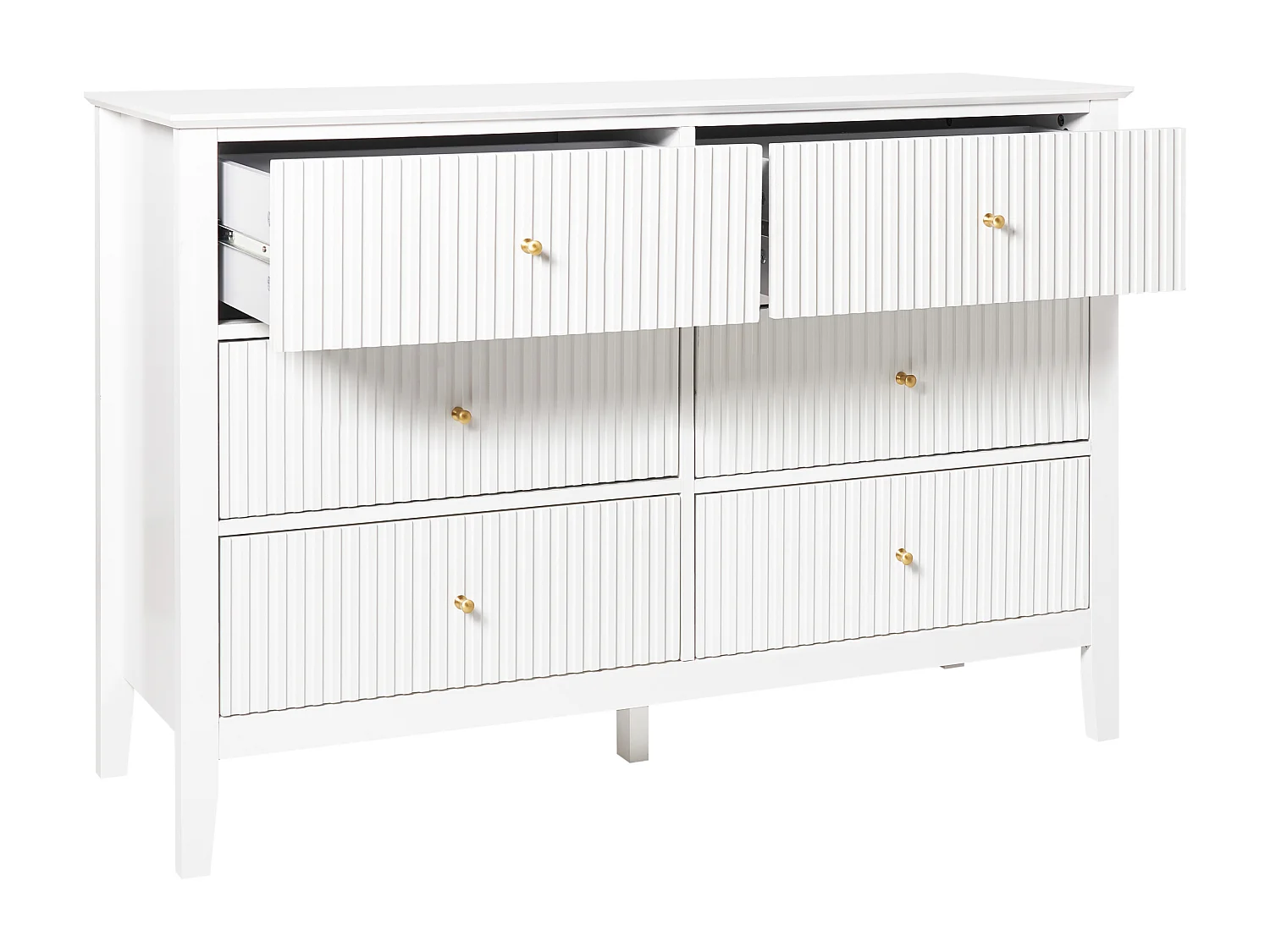 Kommode mit 6 Schubladen ASSISI Holzwerkstoff Weiss