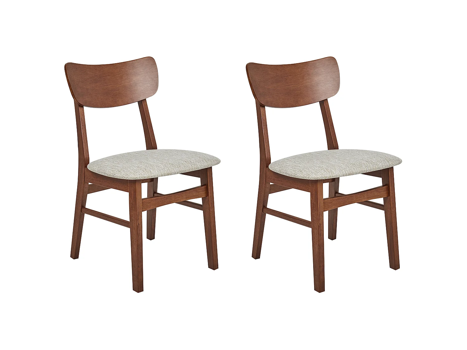 Set of 2 Dining Chairs ANOKA Wood Brown/ Beige