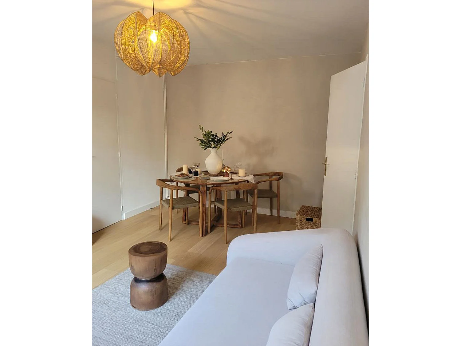Lampe suspension MANINGA Corde en papier Marron clair