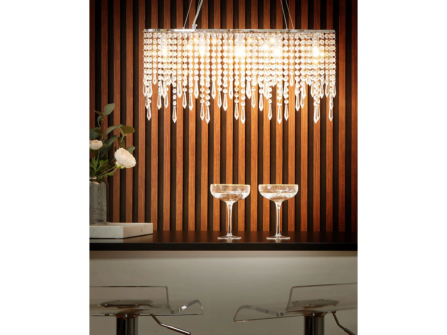 Lustre CALVELLE Cristal Argenté