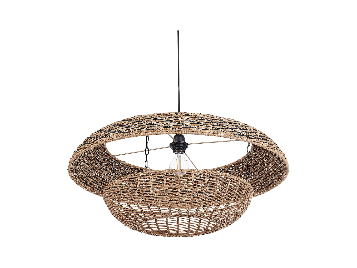 Hängelampe aus Papierseil natürlich Boho Stil modern Kidepo