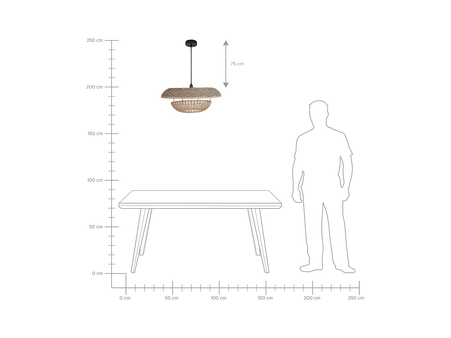 Lampe suspension KIDEPO Corde en papier Marron