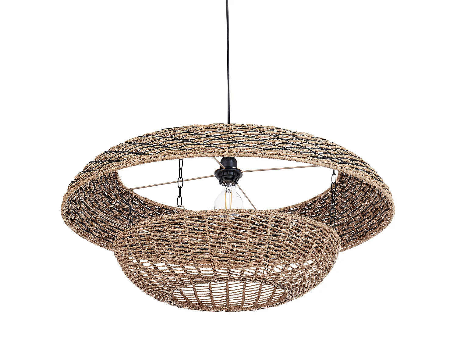 Lampe suspension KIDEPO Corde en papier Marron