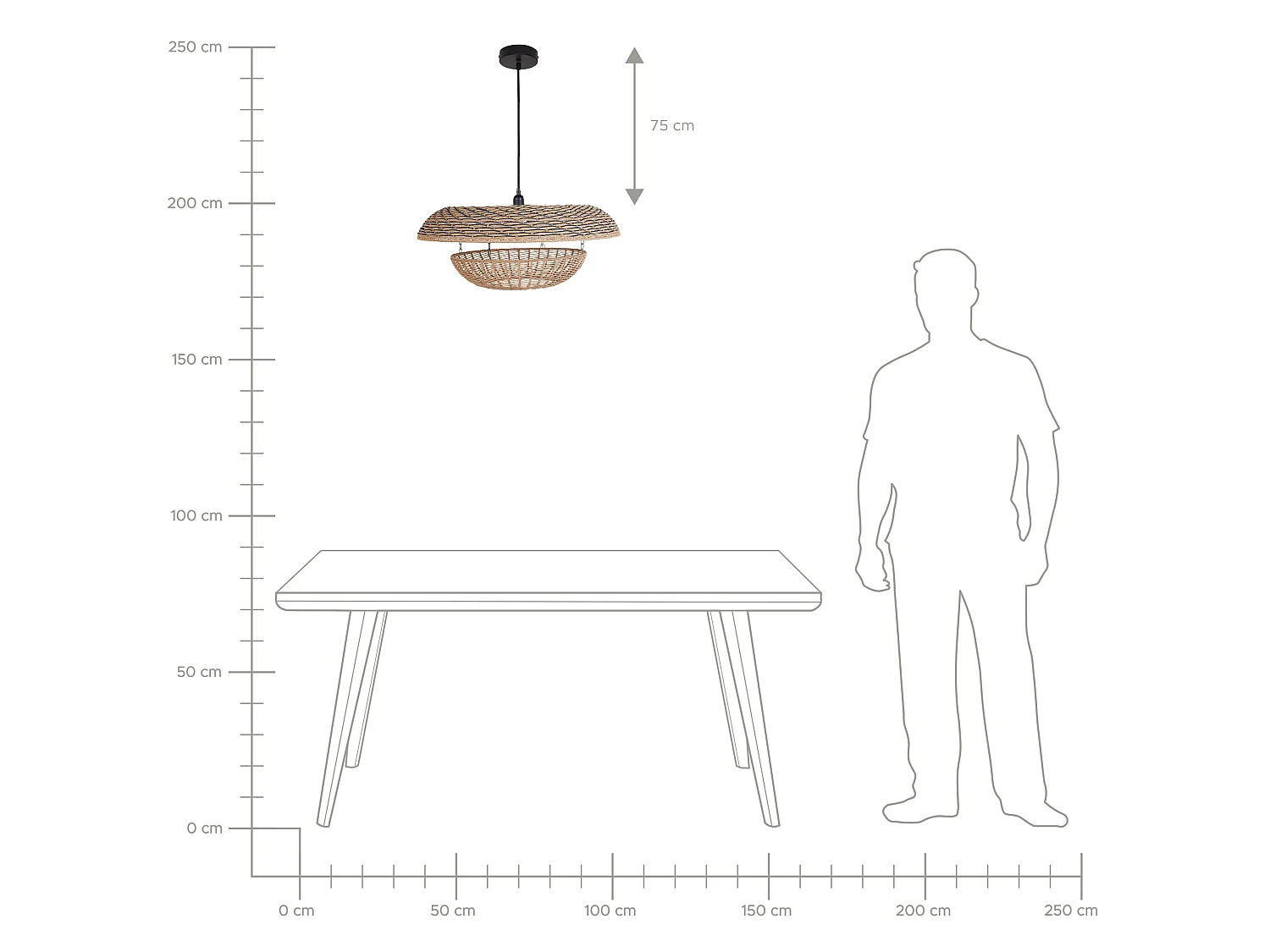 Lampe suspension KIDEPO Corde en papier Marron