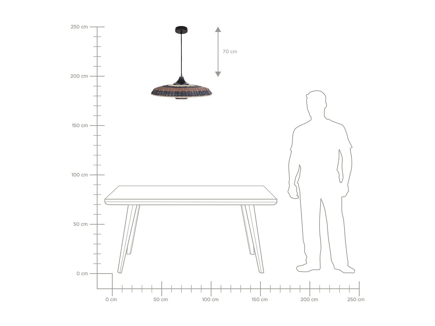 Lampe suspension CUANDO Osier Multicolore