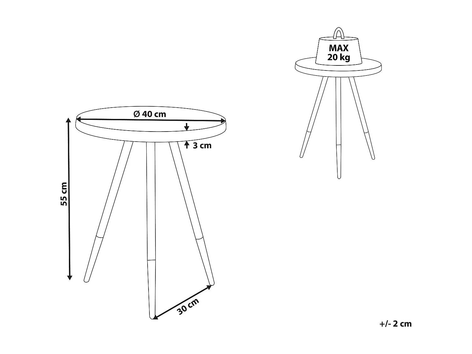 Bijzettafel RAMONA Licht essenhout