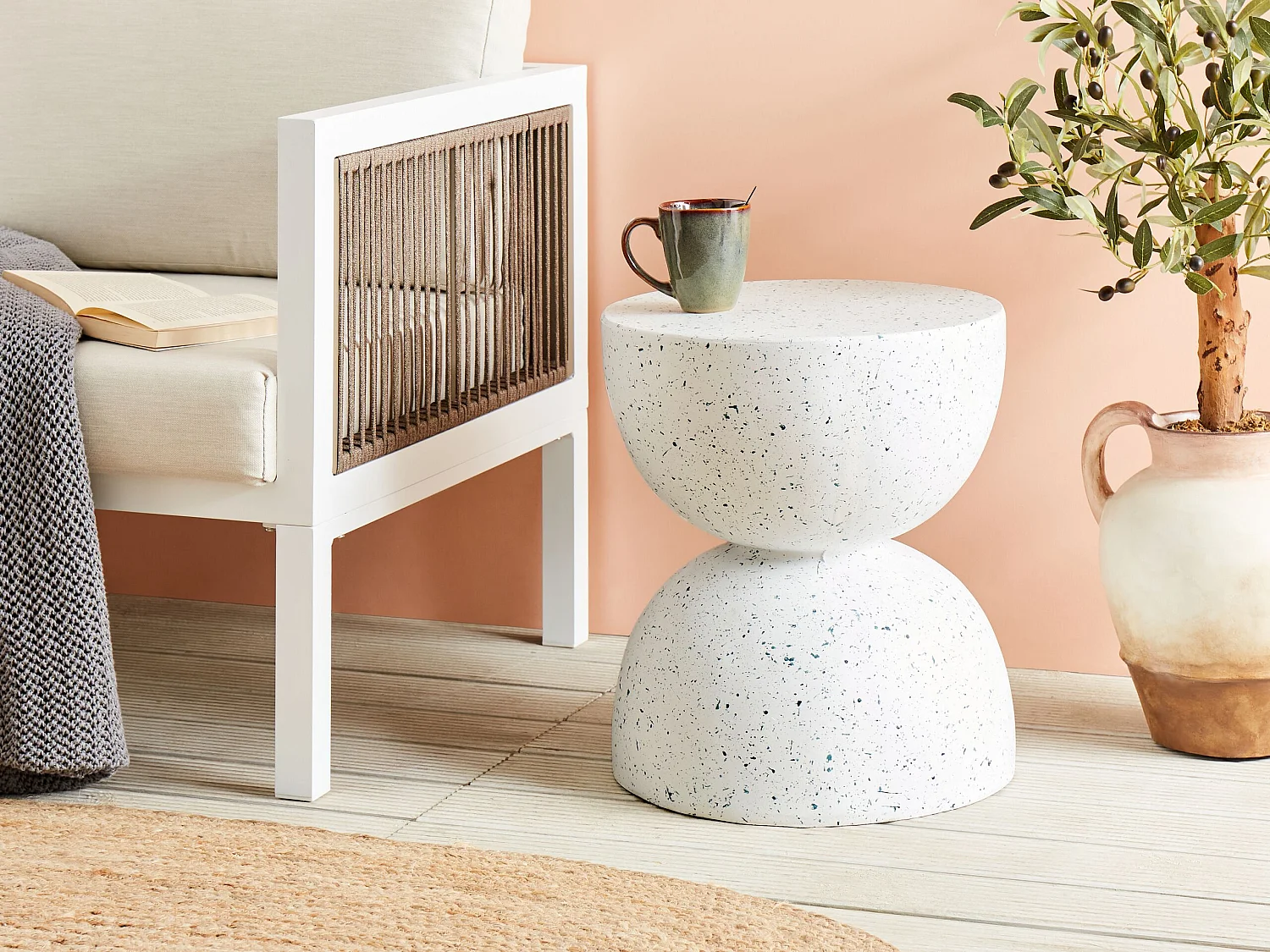Table d'appoint CAORIA Terrazzo blanc